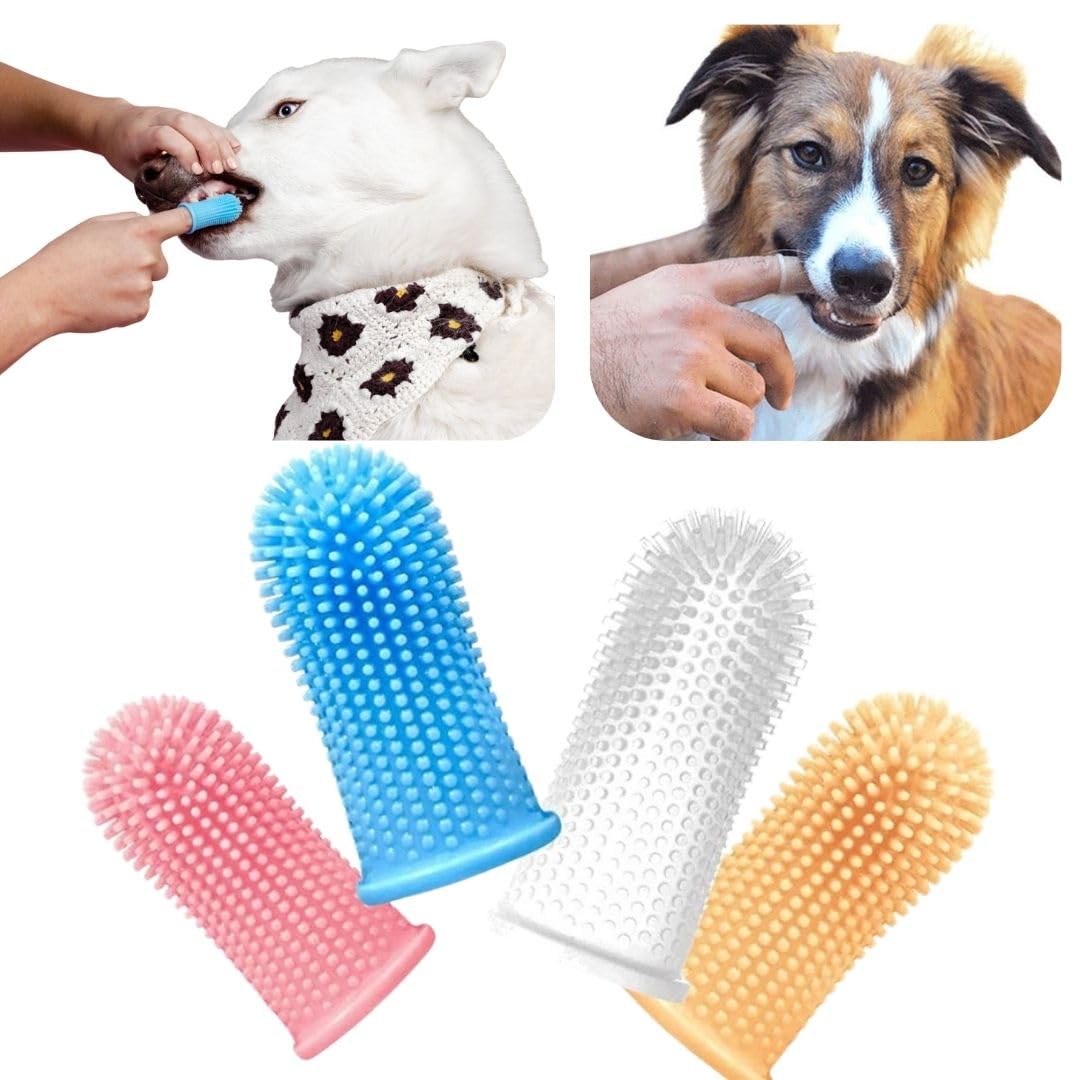 PetzLifeworld 3 Pcs (Single Finger) Silicone Dog & Cat Finger Toothbrush | All-Around Dental Care for Dogs, Puppies & Cats