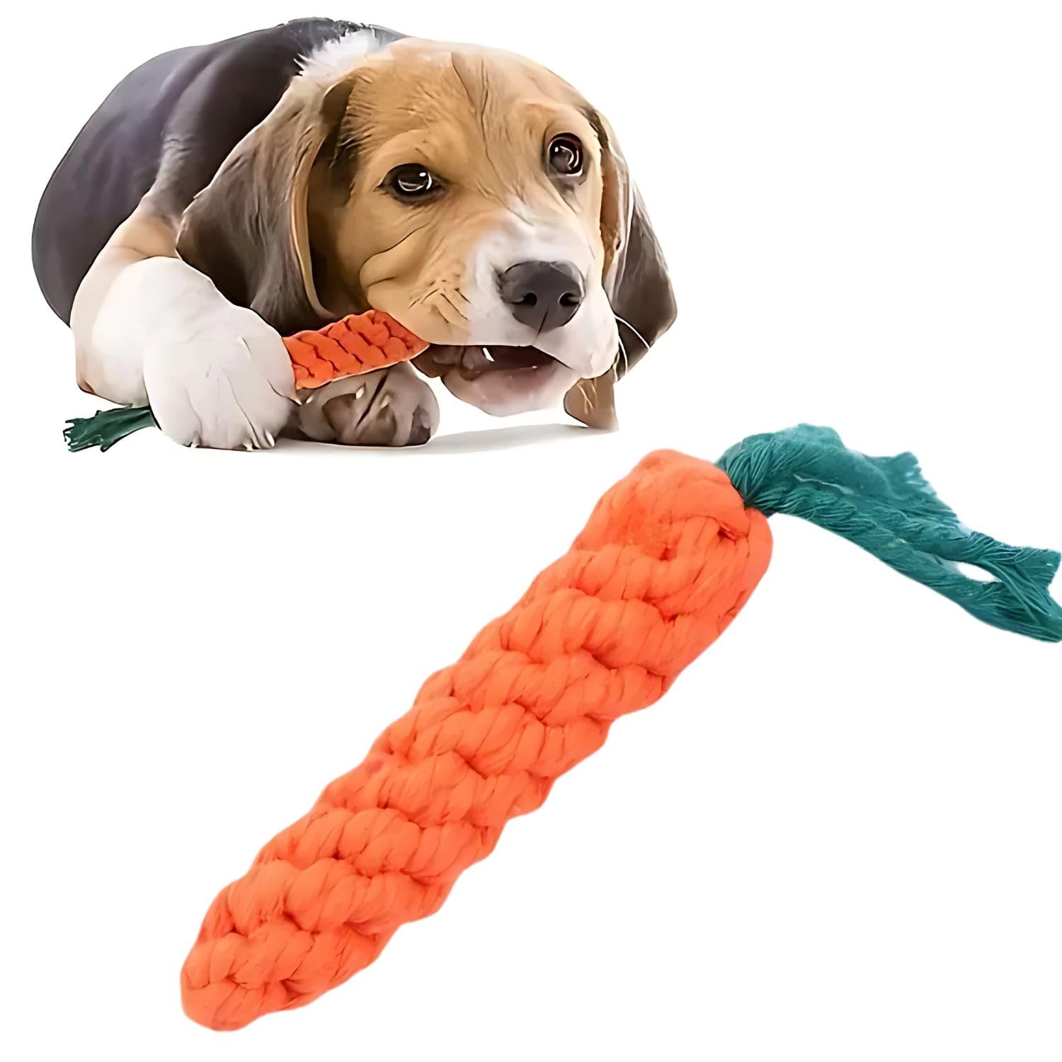 Petzlifeworld Pcs Handmade Interactive Carrot-Shaped Dog Cat Chew Toy Cotton Rope Knot Pet Play Toy