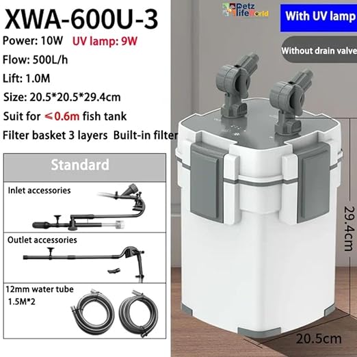 Sunsun Xiaoli New XWA 600 - 3 Stage Series Premium Aquarium Fish Tank External Cannister Filter