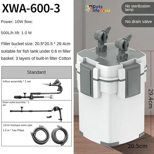 Sunsun Xiaoli New XWA 600 - 3 Stage Series Premium Aquarium Fish Tank External Cannister Filter