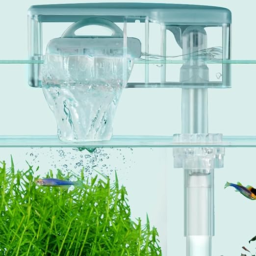Nepall Premium Transparent | 6W | 550L/Hr Hang On Back Filter for Planted Aquarium Fish Tank with Multiple Layer Filter Pad | Filter Media Provision | Flow Adjustment Knob | Surface Skimmer