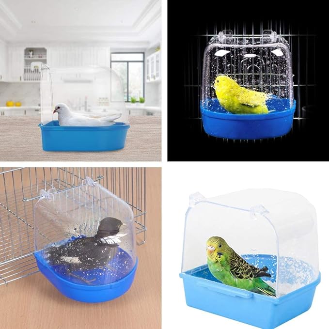 Petzlifeworld Birds Bath Tub (Random Colour) Hanging Bath Tub Birds Cage Acessories Suitable for All Small Birds | Made of Plastic | Non Breakable