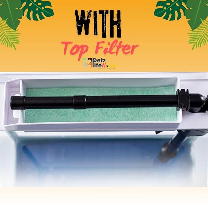 Petzlifeworld (RX-230 Pearling White) Aquarium Starter Kit Small Glass Betta Fish Tank Desktop with Filter Pump LED Light, Crystal Clear 360° Viewing, Shatter-Resistant & Leak-Proof Base