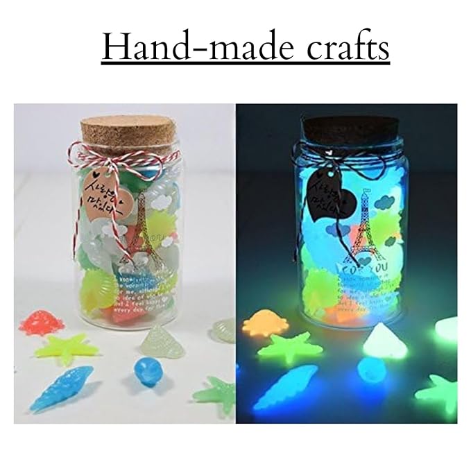 Petzlifeworld 74 Pcs Sea Creatures Shaped Luminous Stone for Fish Bowl, Garden, Ponds, Handmade Crafts - Can Glow in The Dark After Daily Exposure to Light