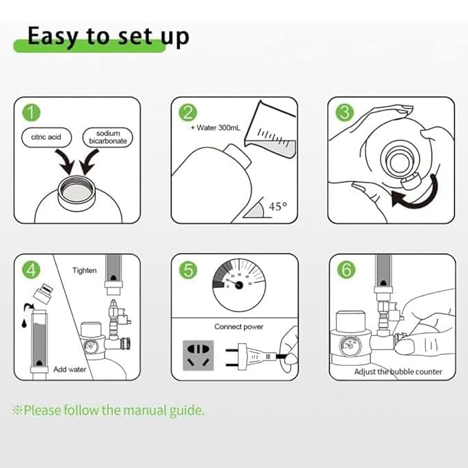 Petzlifeworld Stainless Steel 2L DIY CO2 Generator System Kit for Planted Aquarium | Pressure Gauge & Control Valve | Metal Bubble Counter, CO2 Tube & Diffuser | Complete Aquarium CO2 Kit