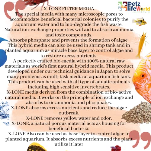 Aquatic Remedies X-Lone Filter Media, 800ML (650G) | Natural Bio-Active Hybrid Media for Aquarium Fish Tank