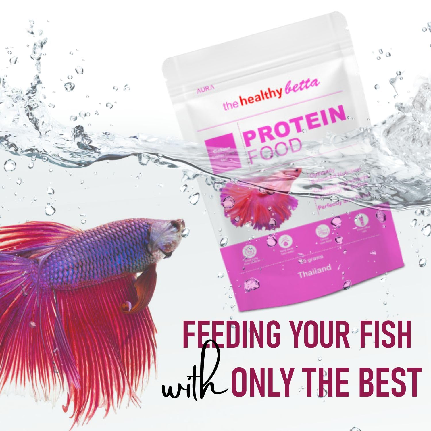 Aura The Healthy Betta Protein Food, 25G Colour Enhancing Diet