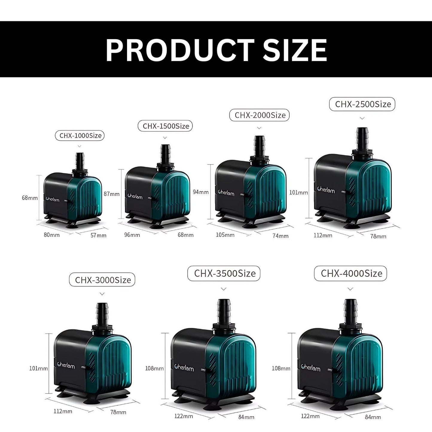 Cherlam Silent Aquarium Submersible Water Pump for Fish Tank & Pond