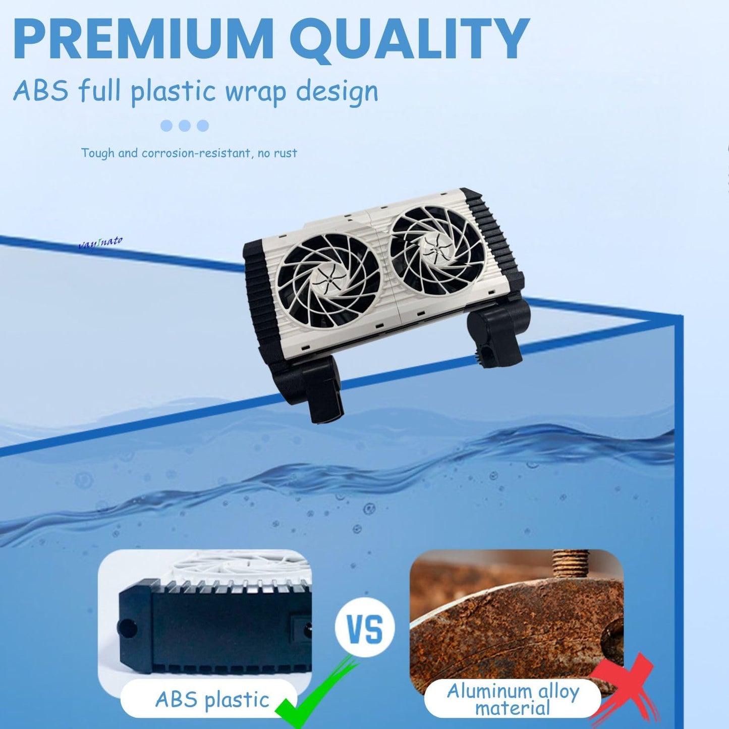 Petzlifeworld Fish Tank Cooling Fan with External Speed Control Switch, 9 Levels of Wind Control, Angle Adjustable Clip On Chiller (Black & White)