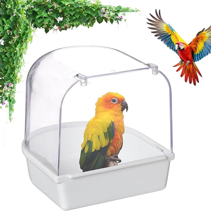 Petzlifeworld Birds Bath Tub (Random Colour) Hanging Bath Tub Birds Cage Acessories Suitable for All Small Birds | Made of Plastic | Non Breakable