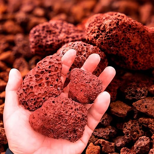 PetzLifeworld 10-15cm Natural Volcanic Red Lava Rocks – Premium Aquarium & Terrarium Decor, Filter Media & Landscaping Stones