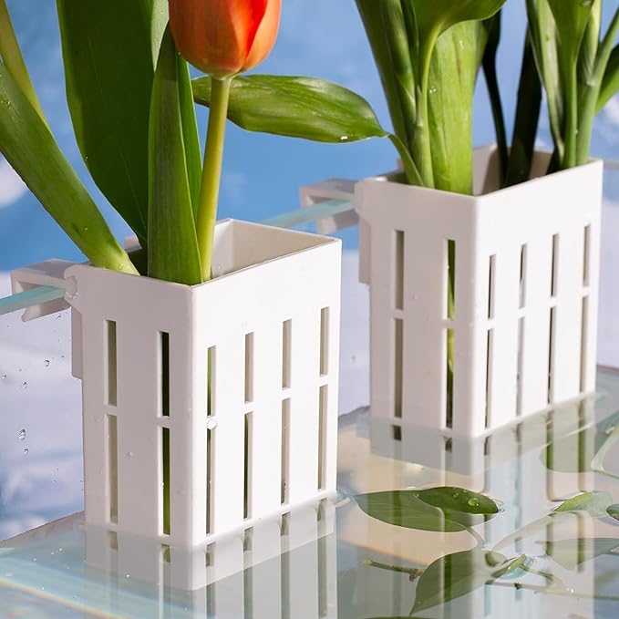 Petzlifeworld 2 Pcs White Hanging Water Plant Holder (Box Type) Pot for Aquarium Fish Tank, Aquaponics and Hydroponics with Hooks and Suction Cups for Easy Installation