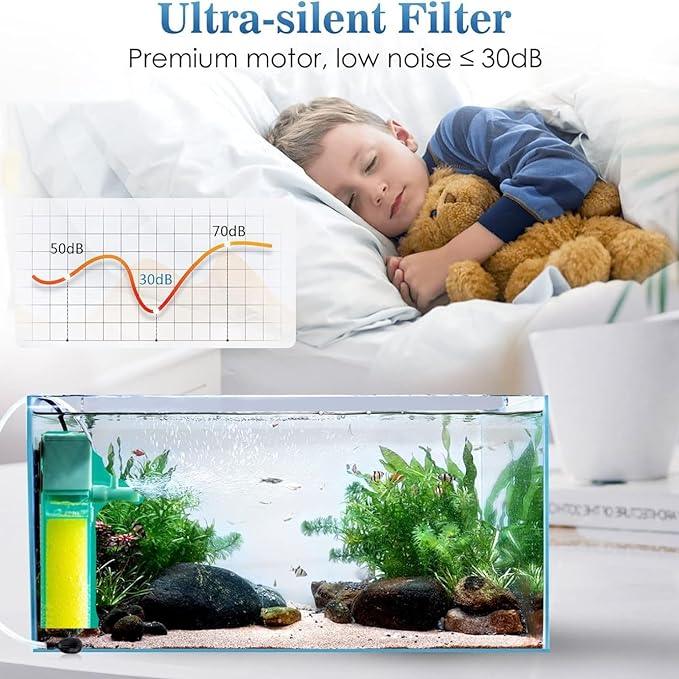 Nepall 3 in 1 Ultra Silent Water Fall Type Aquarium Fish Tank Internal Bio- Sponge Filter (NX 10)