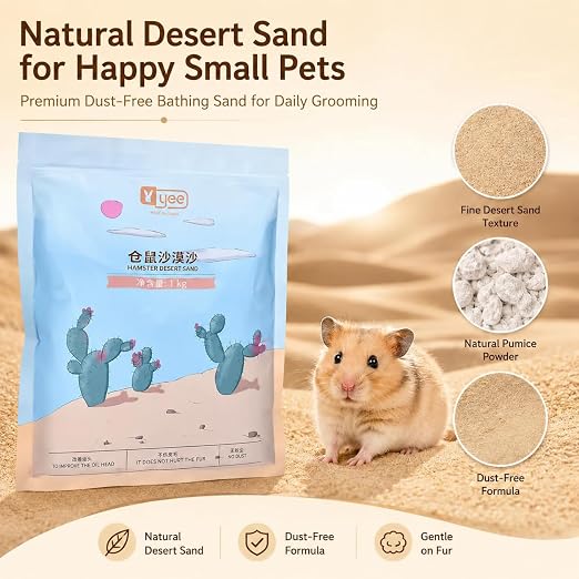 YEE Hamster Desert Bath Sand – 1kg | Natural Dust-Free Grooming & Potty Sand