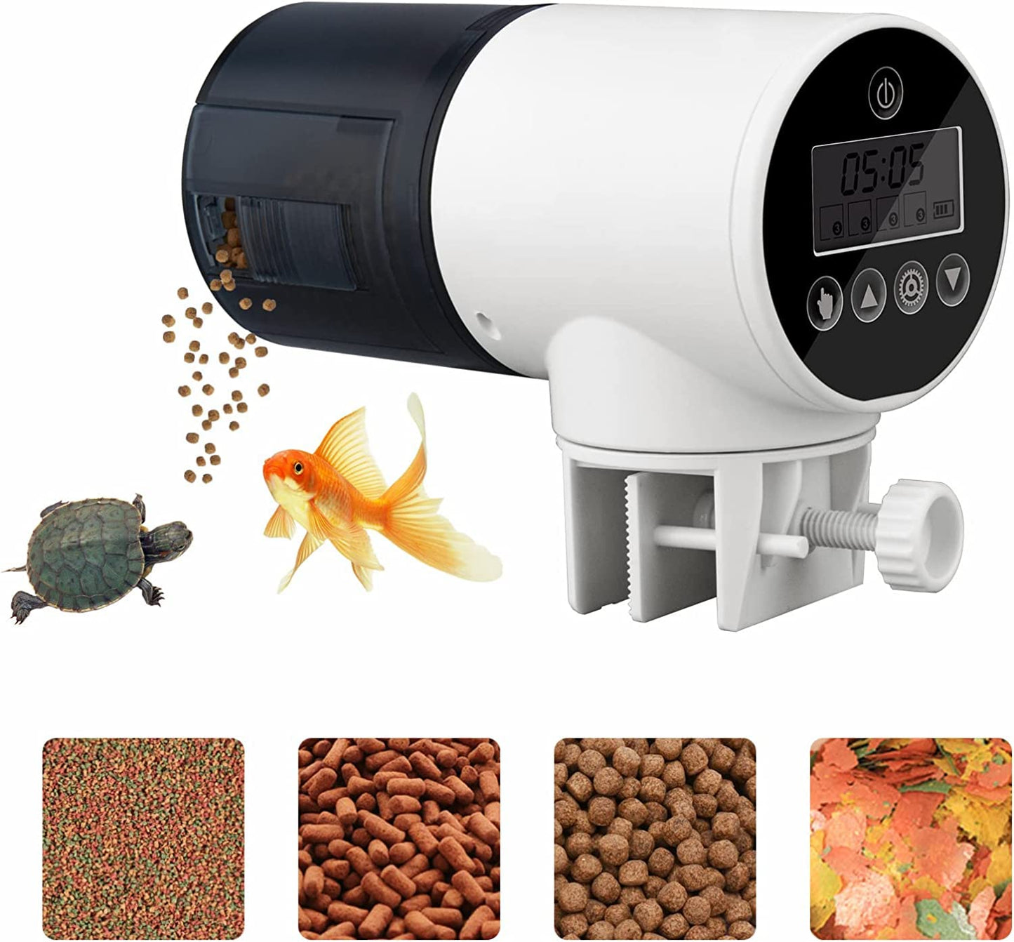 YEE YSQ-750 Four Mode (8Hr, 12Hr, 24Hr and 48Hr) Digital LCD Dispaly 360 Degree Adjustable Electric Automatic Fish Food Feeder Timer for Aquarium Fish Tank