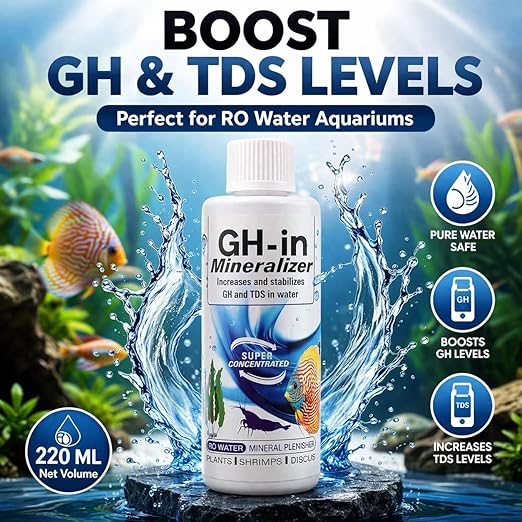 Aquatic Remedies GH-in Mineralizer for Aquarium (220 ml) โ Increases & Stabilizes GH and TDS in RO Water | Mineral Supplement for Plants, Shrimp & Discus Fish