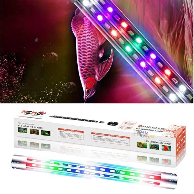 Nemo Submersible Colour Changing Double Row LED Light for Aquarium Fish Tank | WRGB | 3 Mode | Water Proof | Alluminium Case