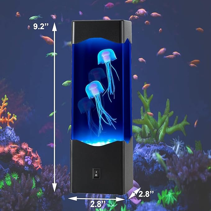 Petzlifeworld Jelly Fish Volacano Lamp Fish Tank – Multi-Color Aquarium Night Light for Room, Office, or Desktop Decor - Virtual Ocean Experience for Pressure Relief - USB/Battery Powered
