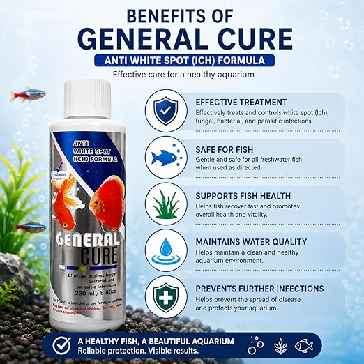 petzlifeworld Aquatic Remedies General Cure Fish Care with Anti White Spot Formula for Freshwater Fish | Safe for All Aquatic Animals