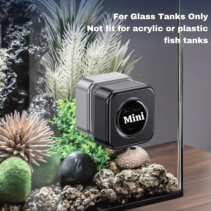 Petzlifeworld Aquarium (Black) Mini Square Magnetic Brush Fish Tank Glass Cleaner | Suitable for 6-8 MM Thickness Glass