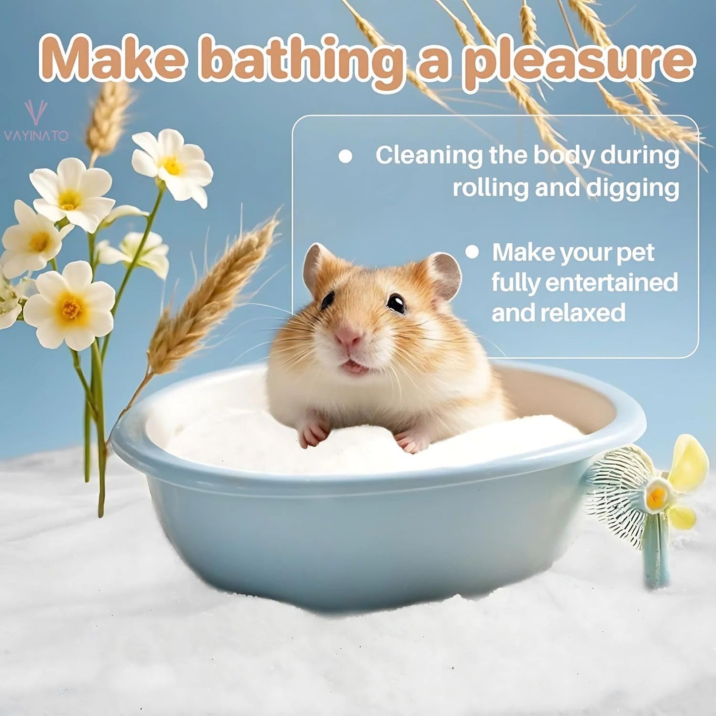 Petzlifeworld 1Kg Dust-Free Natural Flavour Bath Sand for Hamster Odor-Control Grooming Sand for Hamsters, Guinea Pigs, Gerbils & Chinchillas