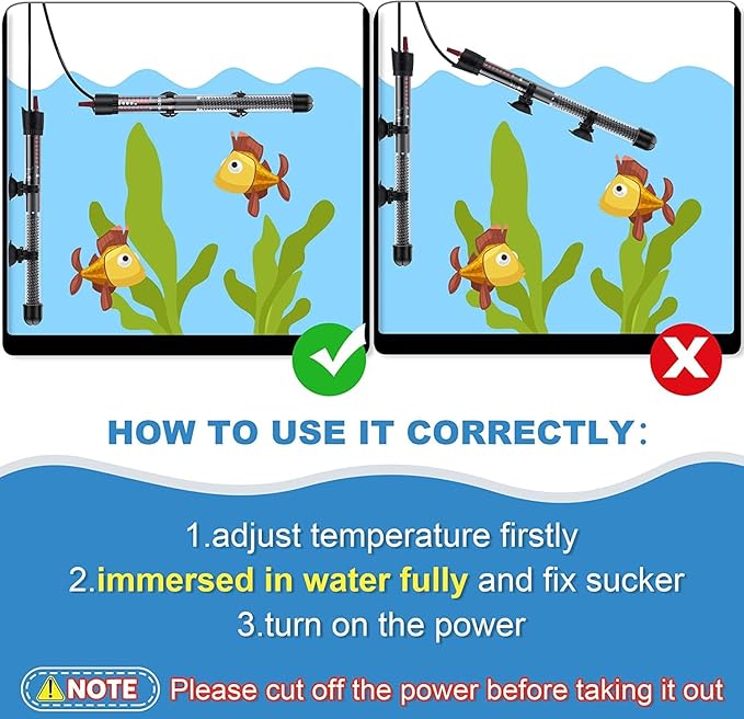 petzlifeworld Imported Aquarium Fish Tank Glass Heater with Free Thermometer | IP 68 Water Proof | Blast Proof by Petzlifeworld