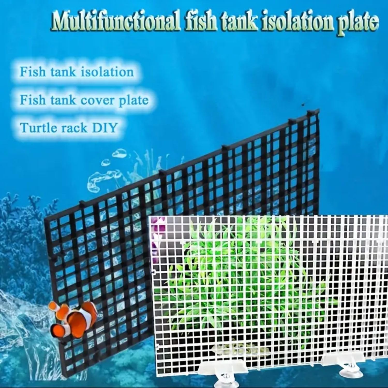 Petzlifeworld Black Fish Tank Divider Plastic Aquarium Divider Panel S