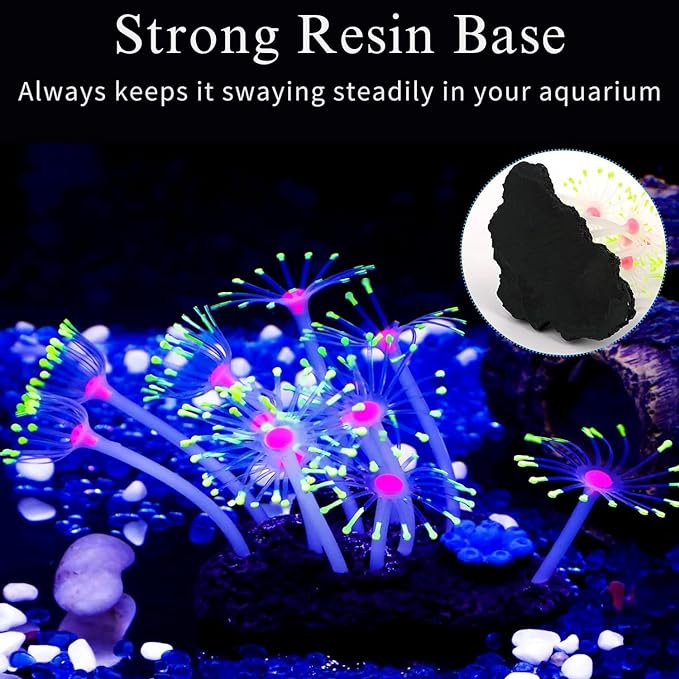 Petzlifeworld SH007 Soft Silicone Glowing Coral Ornaments, Fluorescence Aquatic Artificial Coral for Fish Tank Decoration | Enchanting Fish Tank Decor (Random Color)