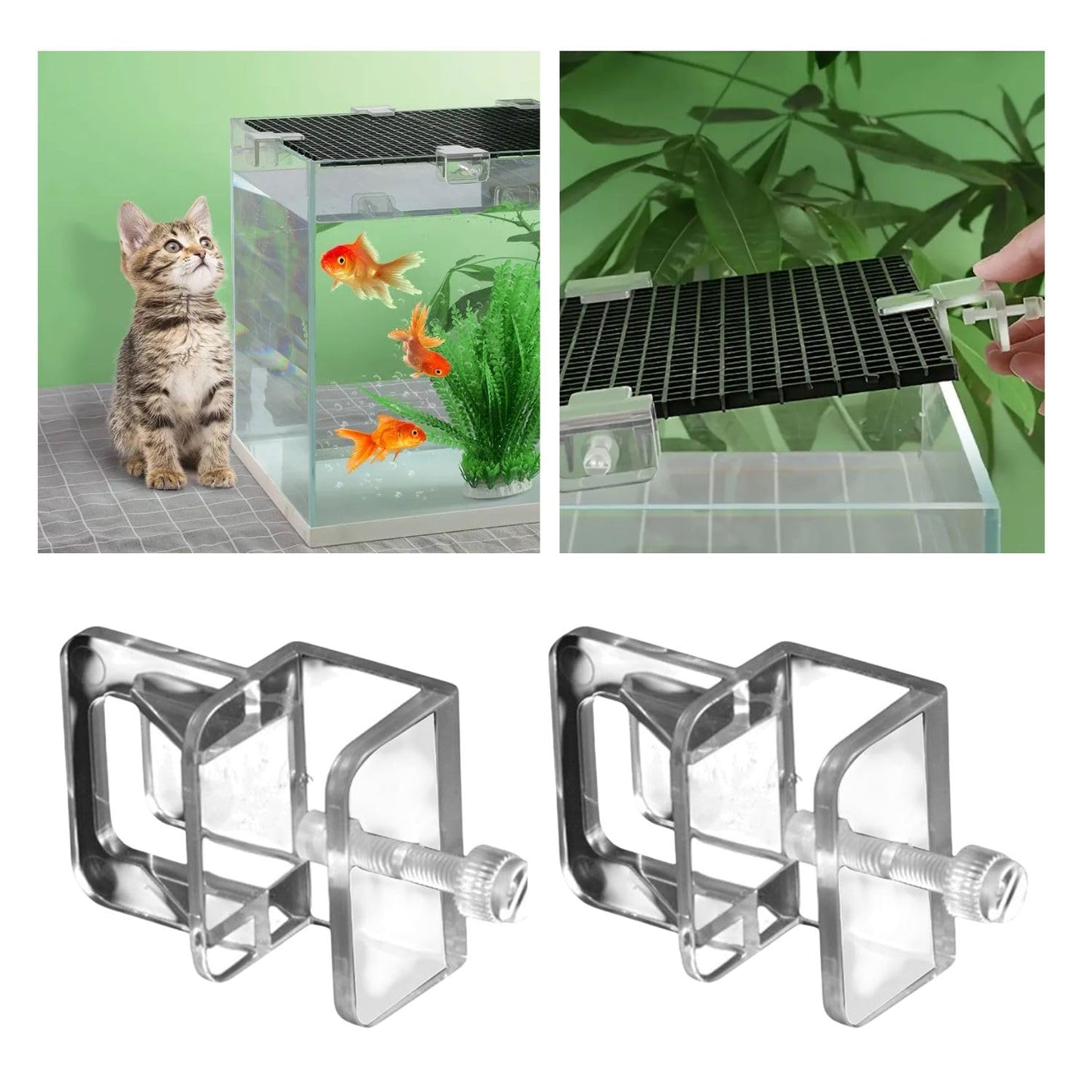 Petzlifeworld 2 Pcs Transparent Acrylic Aquarium Cover Brackets with Screw Clamp