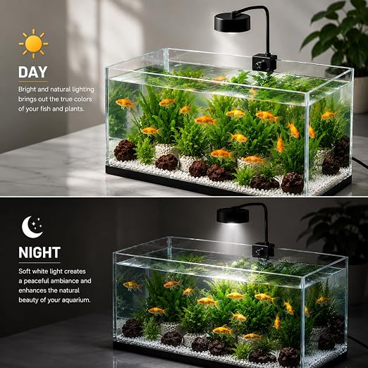 Petzlifeworld Liny WH-570 Aquarium LED Clip Light 8W | White LED Aquarium Lamp for 20–30cm Fish Tanks | AC 220V Energy Efficient Lighting | Easy Clip-On Design for Nano Tanks Aquariums