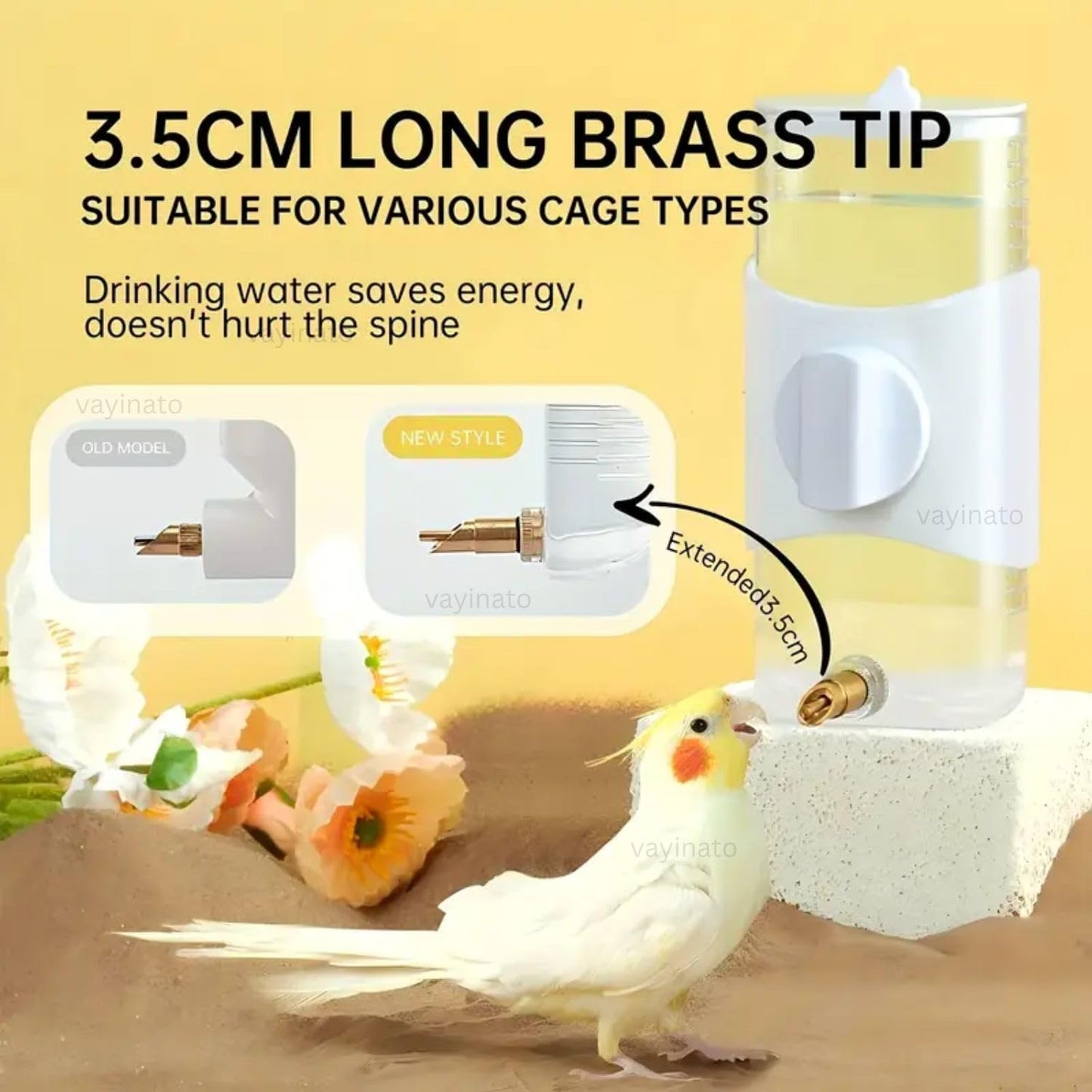 Petzlifeworld 280ml (Random Color) Automatic Bird Water Dispenser with Brass Nozzle
