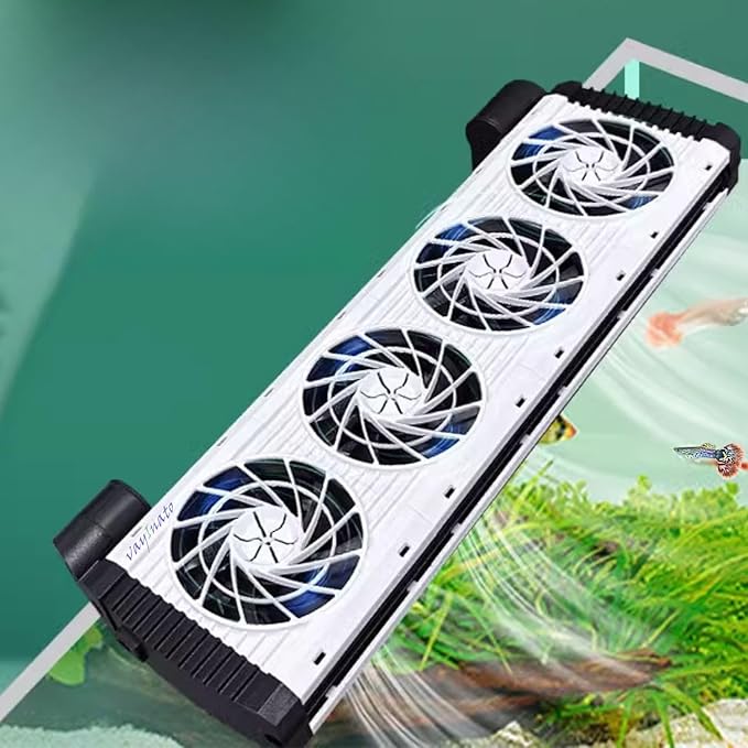 Petzlifeworld Fish Tank Cooling Fan with External Speed Control Switch, 9 Levels of Wind Control, Angle Adjustable Clip On Chiller (Black & White)