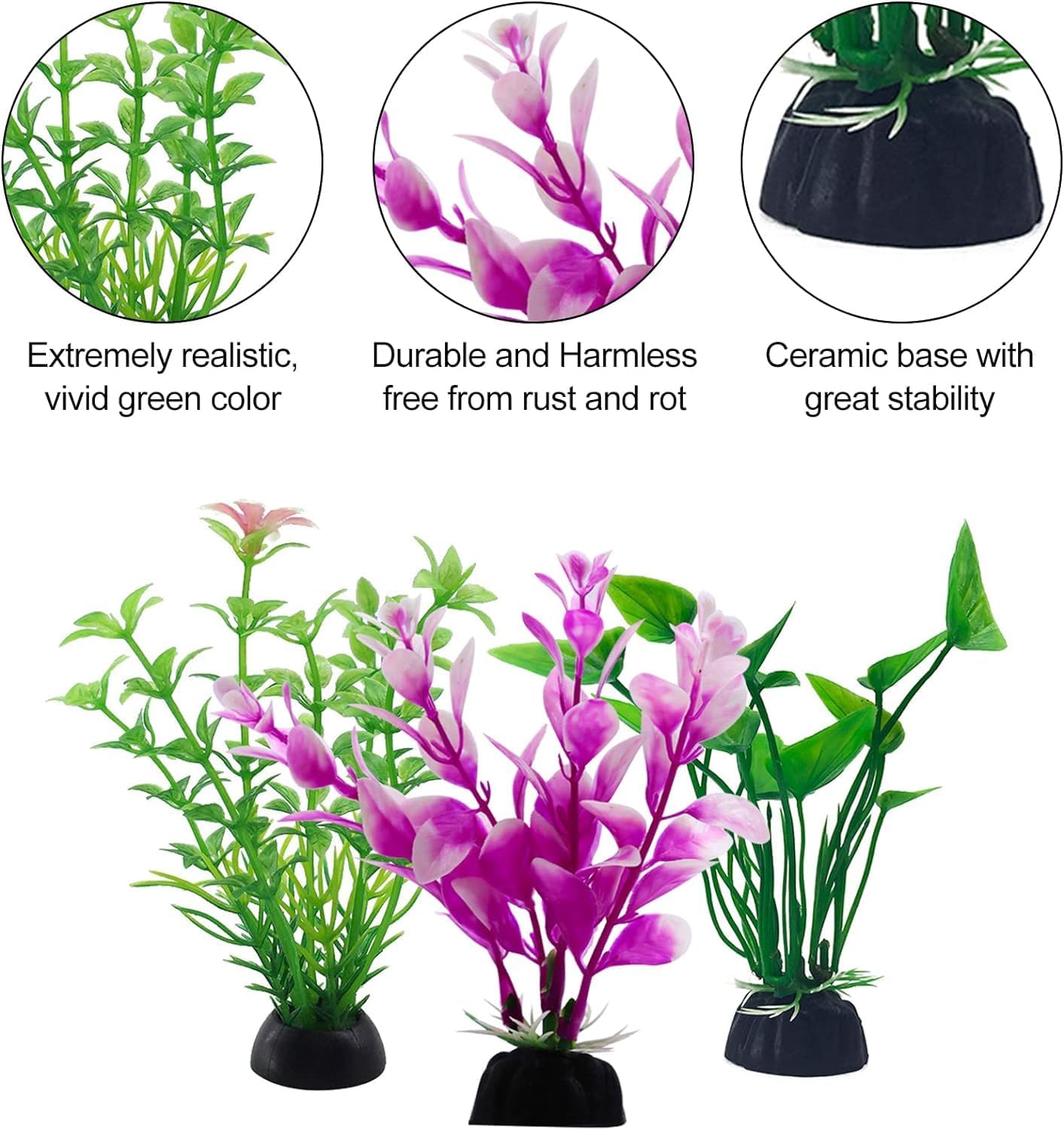 Petzlifeworld Artificial Aquarium Plants – Pack of 5 Plastic Fish Tank Decorations