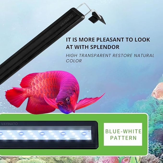 Petzlifeworld Aquarium LED Light (Blue+White), Single Color Mode LED Light Ultra Slim Black Light for Fresh & Salt Water Tank | Water Proof with Extendable Bracket
