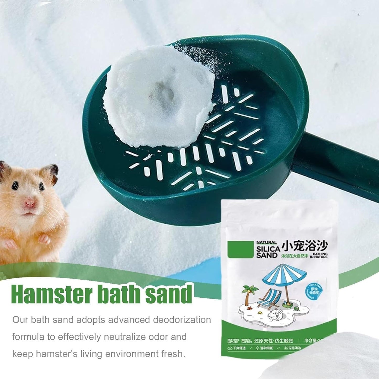 Petzlifeworld 1.2Kg Natural Silica Bath Sand for Hamster | Odor-Control Grooming Sand for Hamsters, Guinea Pigs, Gerbils & Chinchillas | Clean, Safe & Mess-Free Bathing