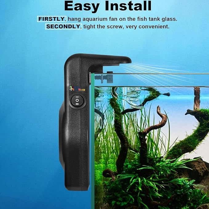 Petzlifeworld USB Type Mini Aquarium Cooling Fan System, 2 Wind Speed Adjustable Cooling Fan Fish Tank Cold Wind Chiller, Compact Mini Cooling Fan for Aquarium Fish Tank (Black)