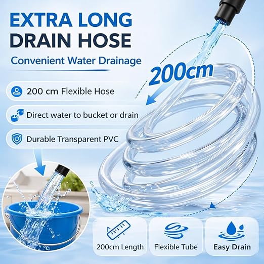 YEE Aquarium Water Changer Gravel Cleaner – Manual Siphon Vacuum Pump Fish Tank Cleaning Tool with Adjustable Pipe, Built-in Filter Screen & 200cm Drain Hose for Easy Water Change