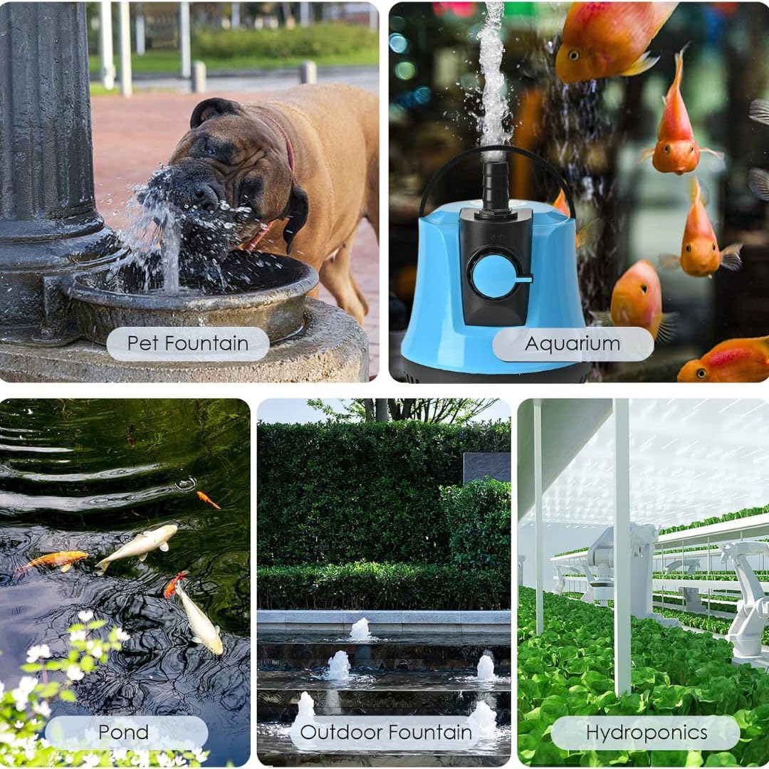 Petzlifeworld Aquarium Submersible Bottom Suction Water Pump with Adjustable Water Flow and Free 2-Nozzles