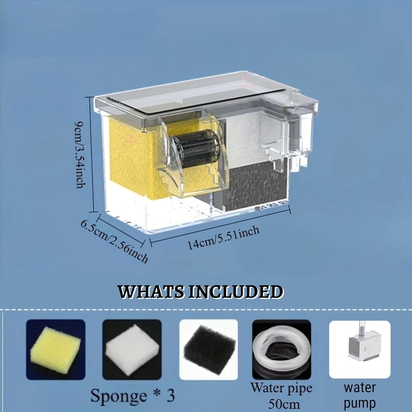 Petzlifeworld Multifunctional External Wall-Mounted Waterfall Aquarium Filter with Bio Wheel