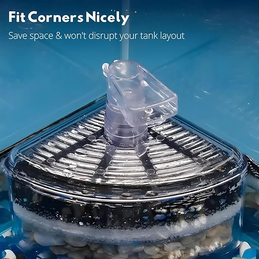 Petzlifeworld Xinyou XY-2008 Bio Corner Sponge Filter with filter media | Suitable for Upto 2 Feet Tank | A Simple and Efficient Filter for Your Aquarium