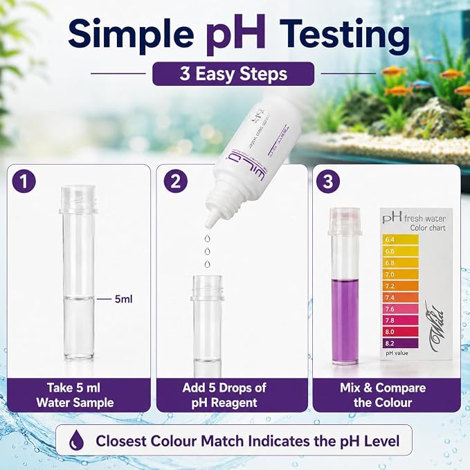 Petzlifeworld Aquatic Remedies Aquatic Remedies Wild pH Fresh Water Test Kit | 50 Tests | Colour Comparison Water Testing Kit for Aquarium, Swimming Pool, Tap, Drinking & Industrial Water