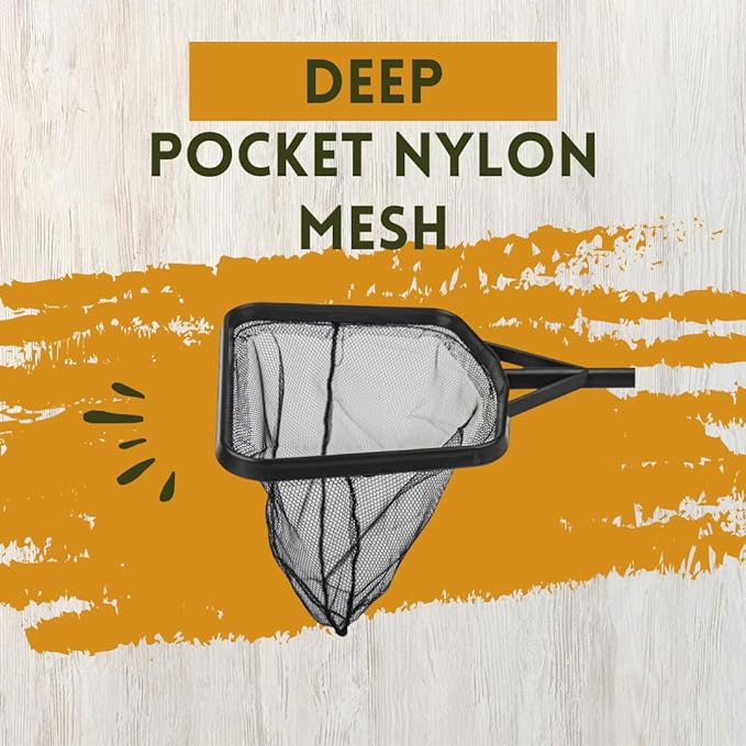 Petzlifeworld  45Cm Black Long Handle Floating Plastic Aquarium Fish Catching Net for Fish Tank | Nylon Mesh Deep Pocket | Flexible
