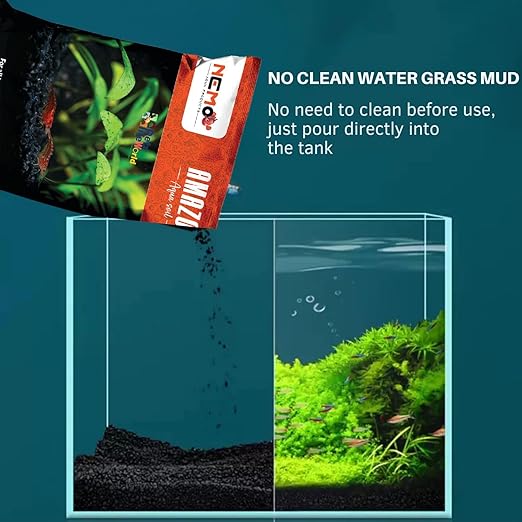Nemo Aqua Soil Planted Aquarium Substrate | Fish Tank Water Grass Mud for Natural Aquatic Plants and Shrimps | No Cloudiness | Clear Water | Rich Nutrients