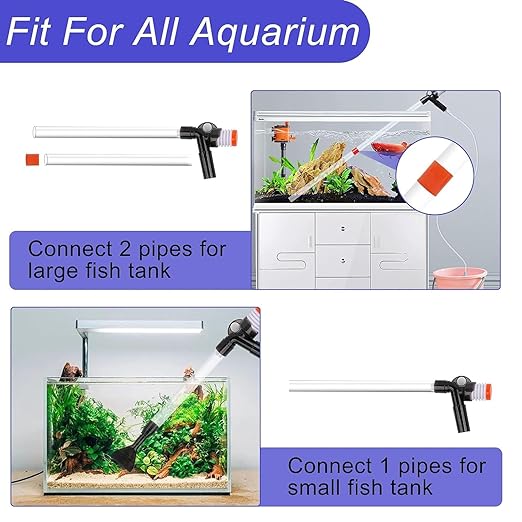 Quanlong (Press Type QL-08G) 3 in 1 Aquarium Gravel Cleaner | Water Changer with Glass Algae Scrapper | Suitable for Aquarium Height 92CM