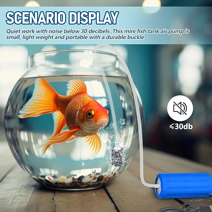 Petzlifeworld Mini USB Powered Compact Portable Silent Airpump with Airtube and Airstone for Aquarium Fish Tank, Outdoor Fishing (Random Colour)