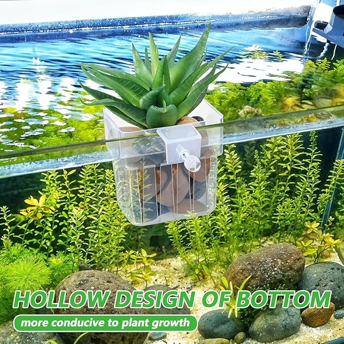 petzlifeworld 1 Pcs White Plastic Hanging (Screw Type) Water Plant Holder Pot for Aquarium Fish Tank, Aquaponic Plant Growing Landscape Plants Aquascape Decoration Water Plants by Petzlifeworld