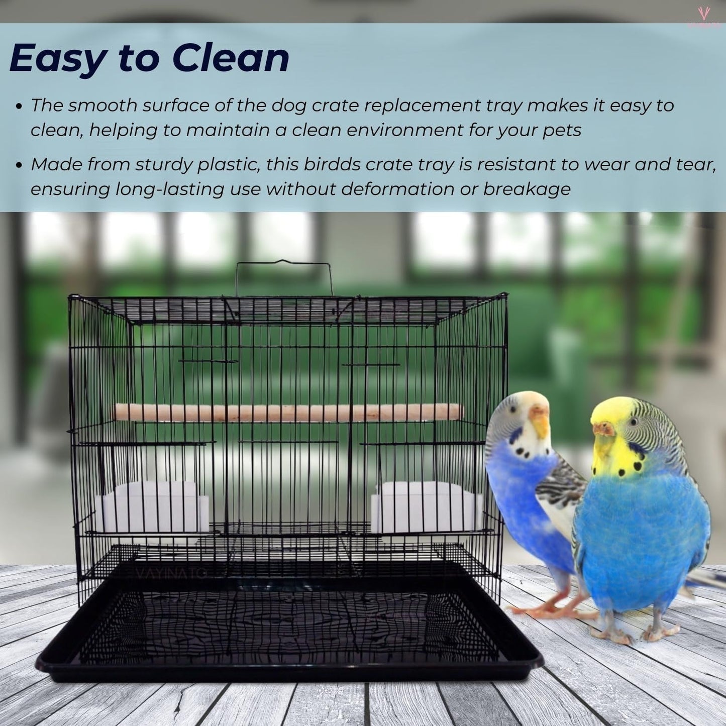 PetzLifeworld 2 Feet Black Removable Plastic Tray for Bird Cage | Durable, Lightweight & Easy to Clean