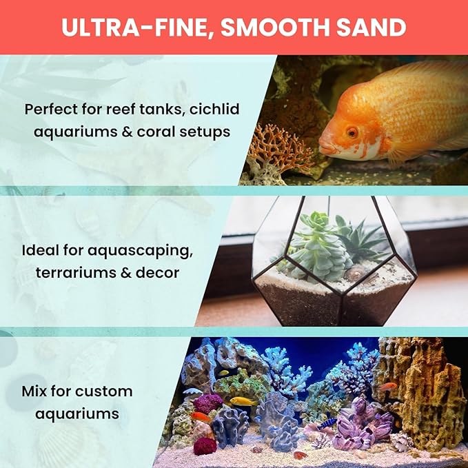 PetzLifeworld Aquarium Aragonite White Sand | Natural pH-Buffering Substrate for Marine, Cichlid, Freshwater & Saltwater Aquariums