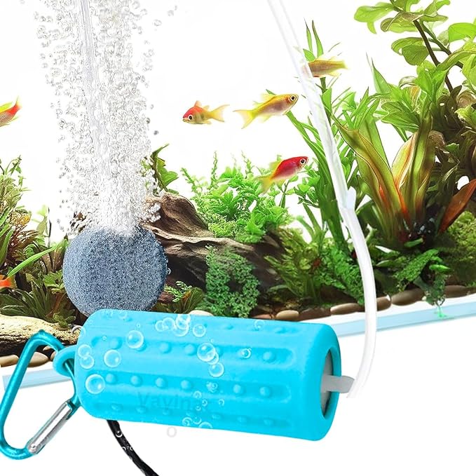 Petzlifeworld Mini USB Powered Compact Portable Silent Airpump with Airtube and Airstone for Aquarium Fish Tank, Outdoor Fishing (Random Colour)