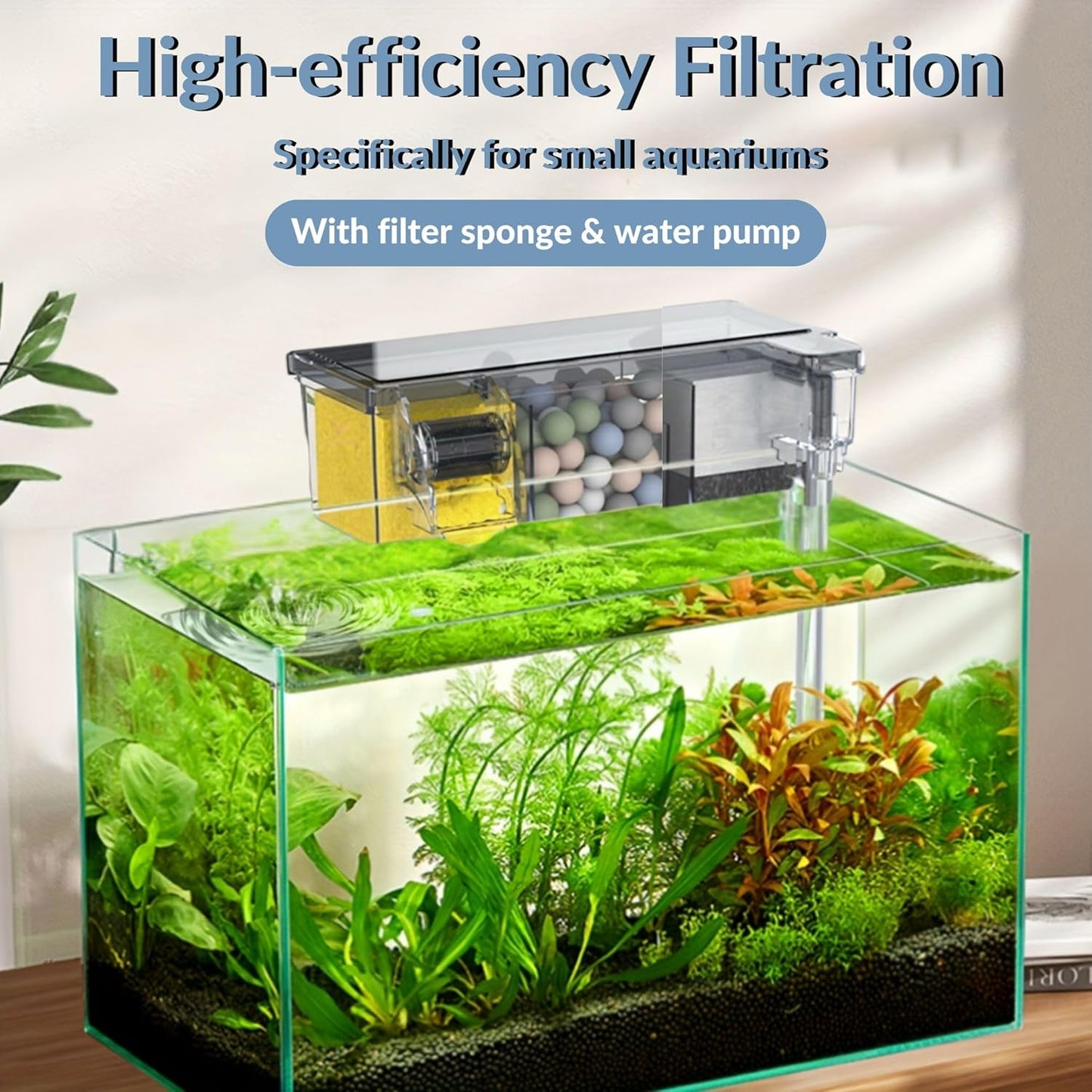 Petzlifeworld Multifunctional External Wall-Mounted Waterfall Aquarium Filter with Bio Wheel